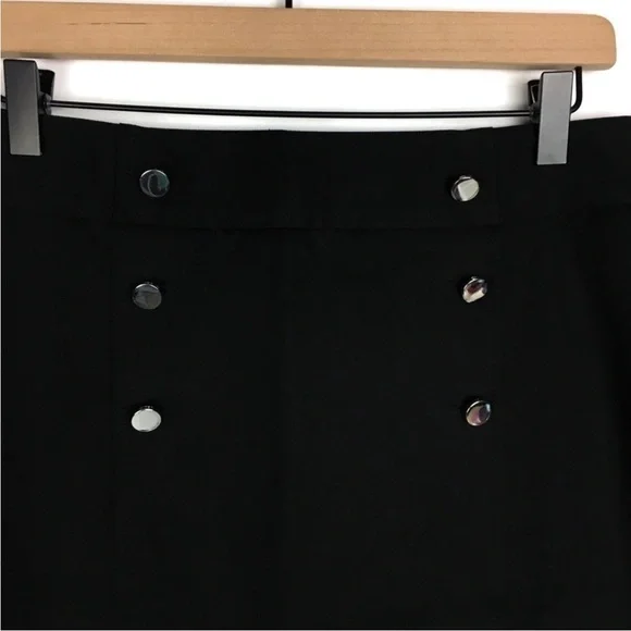 BANANA REPUBLIC Sloan Pencil Skirt Black Sailor Buttons Minimalist Size 8 NWT - Picture 3 of 13